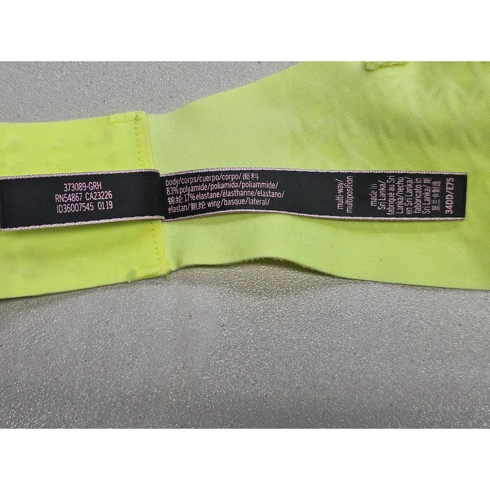 Victoria's Secret Neon Yellow Multi-Way‎ Underwire Bra 34DD 371089-GRH